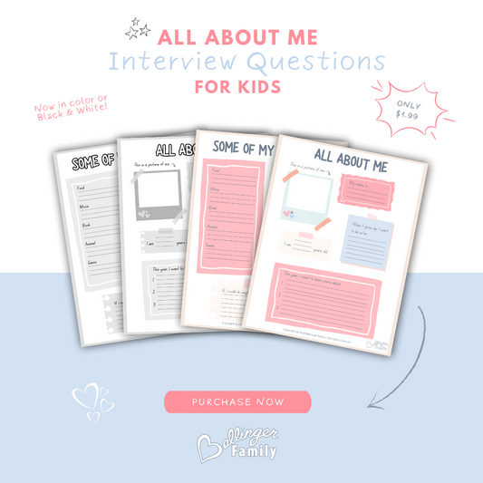All About Me Interview Questions - Notebook Style - Printable