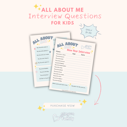 All About Me Interview Questions - Printable